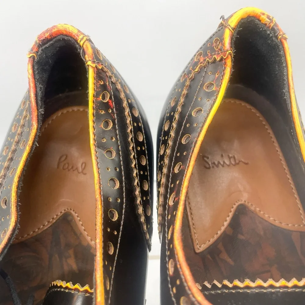 Paul Smith Mens‎ 8.5 Chuck Wingtip Oxford Shoes Burnised Leather Brogue Lace Up